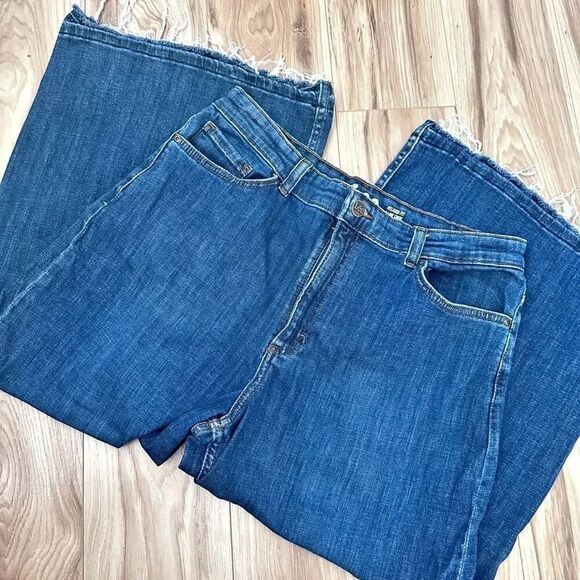 LEE | Denim Jeans Heritage A-line Wide Leg Cropped Raw Hem | Size 18 - Picture 4 of 10